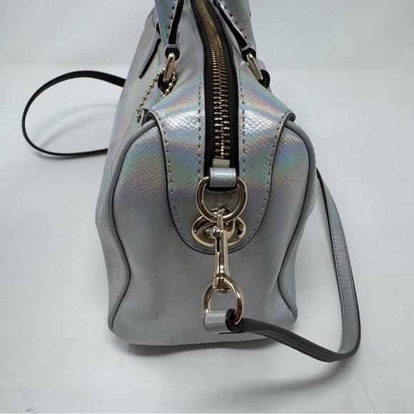 Coach Holographic/Iridescent Mini Bennett Leather Crossbody Bag in Silver - Picture 8 of 15